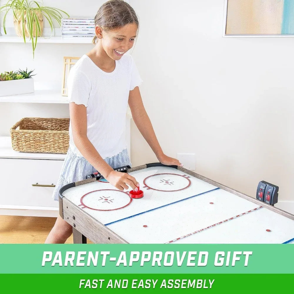 48 Inch Air Hockey Arcade Table for Kids - Includes 2 Pushers, 3 Pucks, AC Motor, and LED Scoreboard - Oak or Black