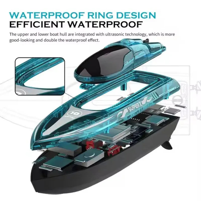 V555 RC Ships 2.4Ghz LED Light Glowing Waterproof Remote Control Boat Toys for Swimming Pools Racing RC Boat 15KM/H