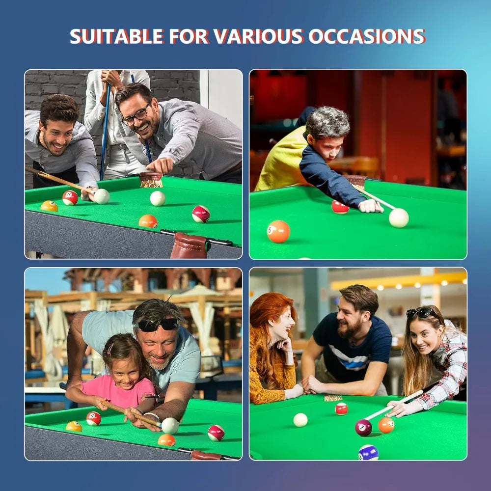 55" Portable Folding Pool Table, Pool Game Table with Cues, Ball, Rack, Brush, Chalk for Indoor & Outdoor